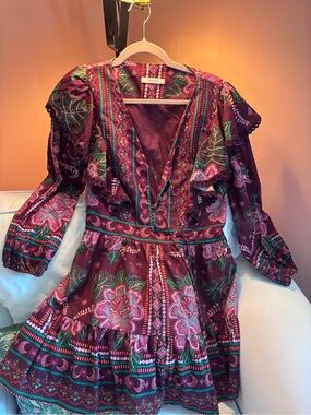 Floral Burgundy Boho Tiered Dress